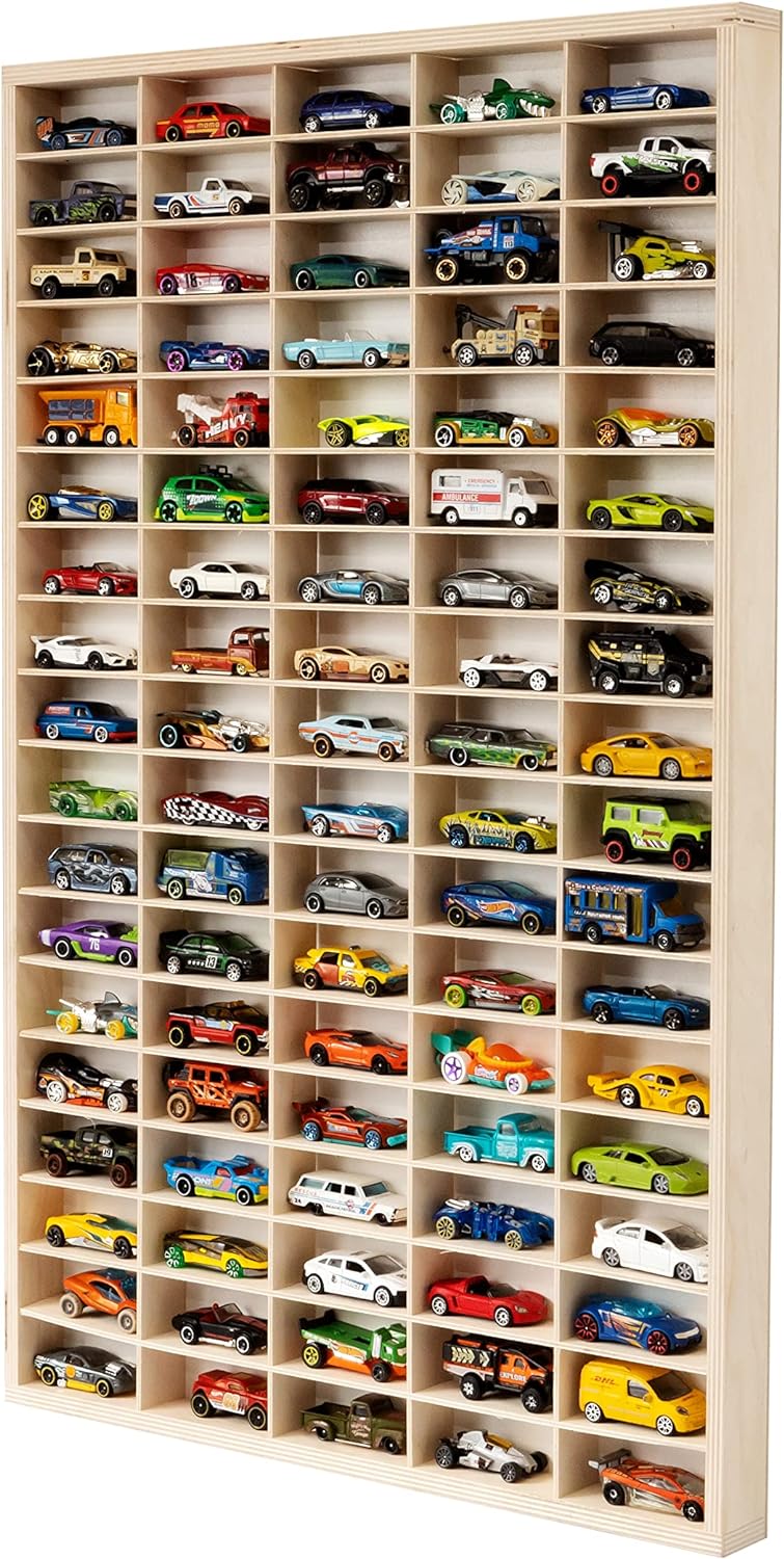 Raft organizator din lemn Montessori, Zola®, pentru colectionarii de masini, 90 compartimente, 78.5 x 50 x 4.5 cm Raft organizator din lemn Montessori, Zola®, pentru colectionarii de masini, 90 compartimente, 78.5 x 50 x 4.5 cm